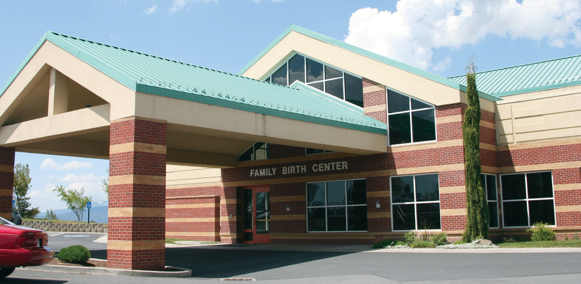 Exterior image of the Family Birthing Center entrance.