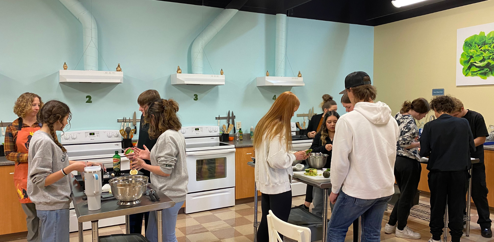 Wellness Center Cooking Class students