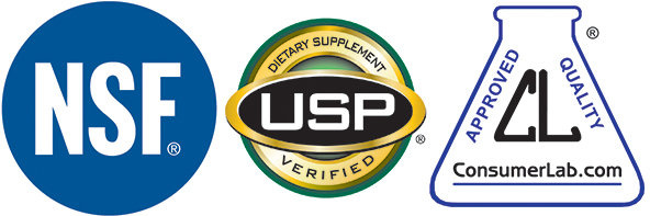 NSF, USP, and ConsumerLab logos
